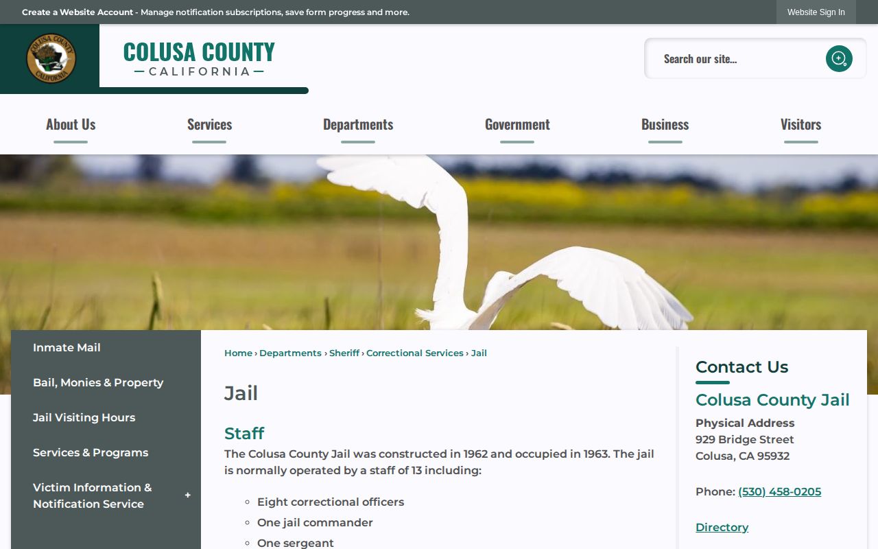 Colusa County Jail official facility page